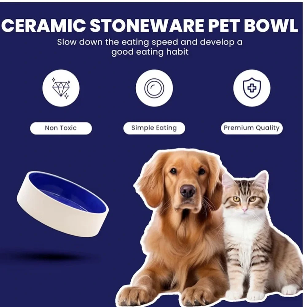 Classic Heavy-Duty Ceramic Stoneware Bowl for Dogs & Cats
